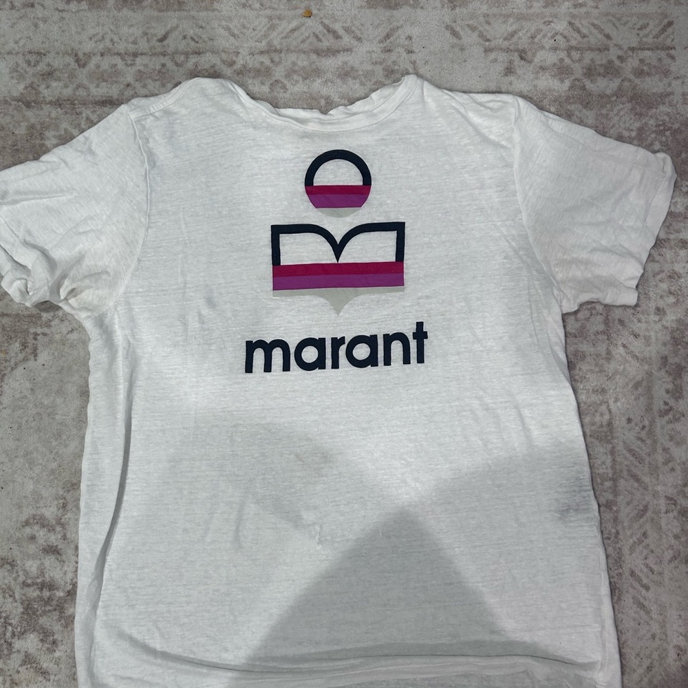 Isabel Marant White and Pink Short Sleeve Tee